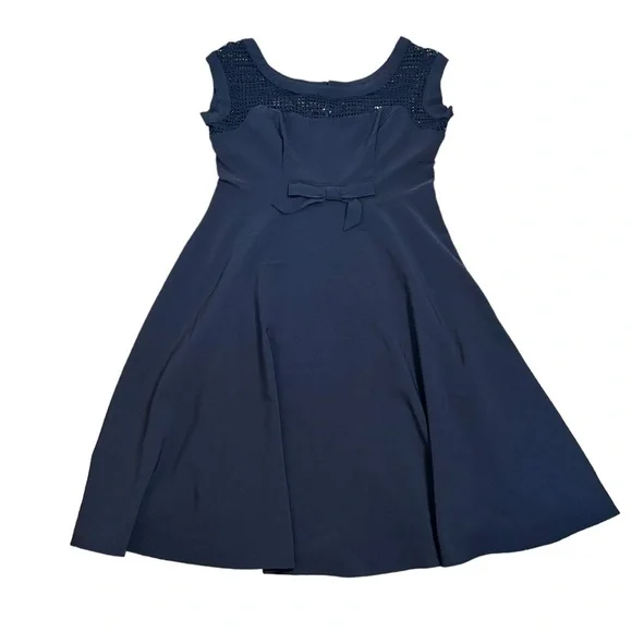 Modcloth Fervour Navy Blue Vintage Style 60s Housewife Bow Detail Dress Sz XL - Picture 14 of 14
